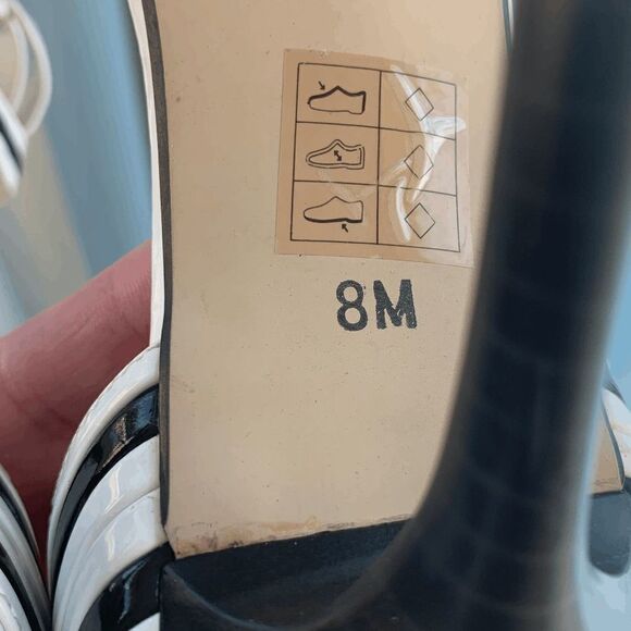 Pierre Dumas Womens Heels Open Toe Ankle Strap Black White Size 8 - Picture 9 of 10